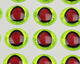 Preview image of product 1/4 Inch Oval Pupil 3D Eyes #54 Chartreuse Red Pupil